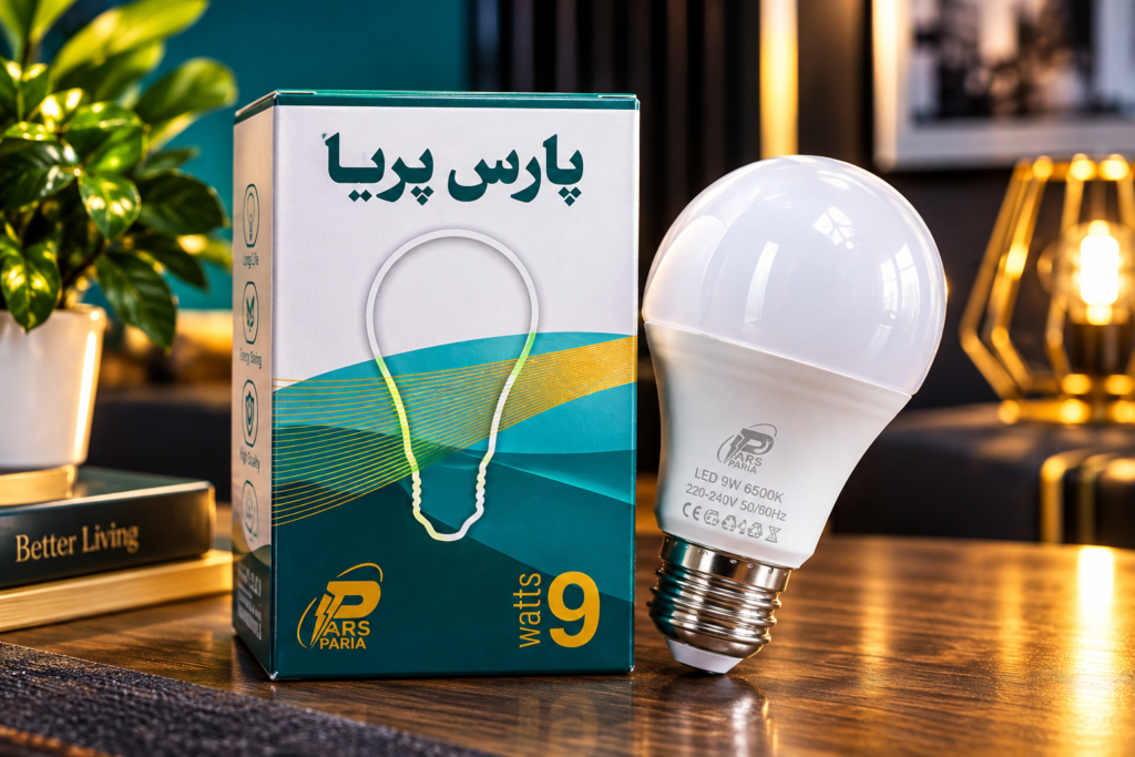 لامپ ال ای دی ۹ وات پارس پریا آفتابی E27