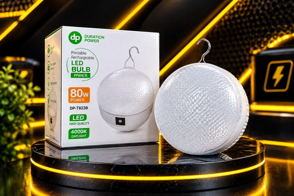 لامپ شارژی ۸۰ وات DP مدل DP-7823B کمپینگ آویزدار کالای برق صداقت