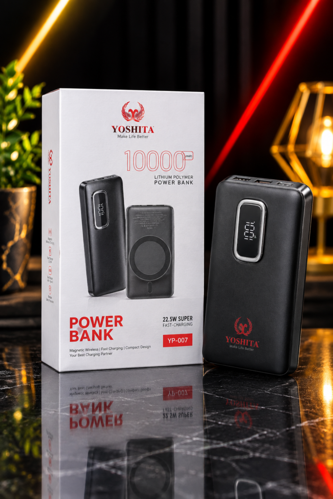 پاوربانک ۱۰۰۰۰ وایرلس یوشیتا YP-007 شارژ بی سیم کالای برق صداقت