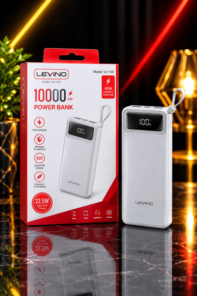 پاوربانک لوینو N-30 ظرفیت ۱۰۰۰۰ فست شارژ سبک کالای برق صداقت